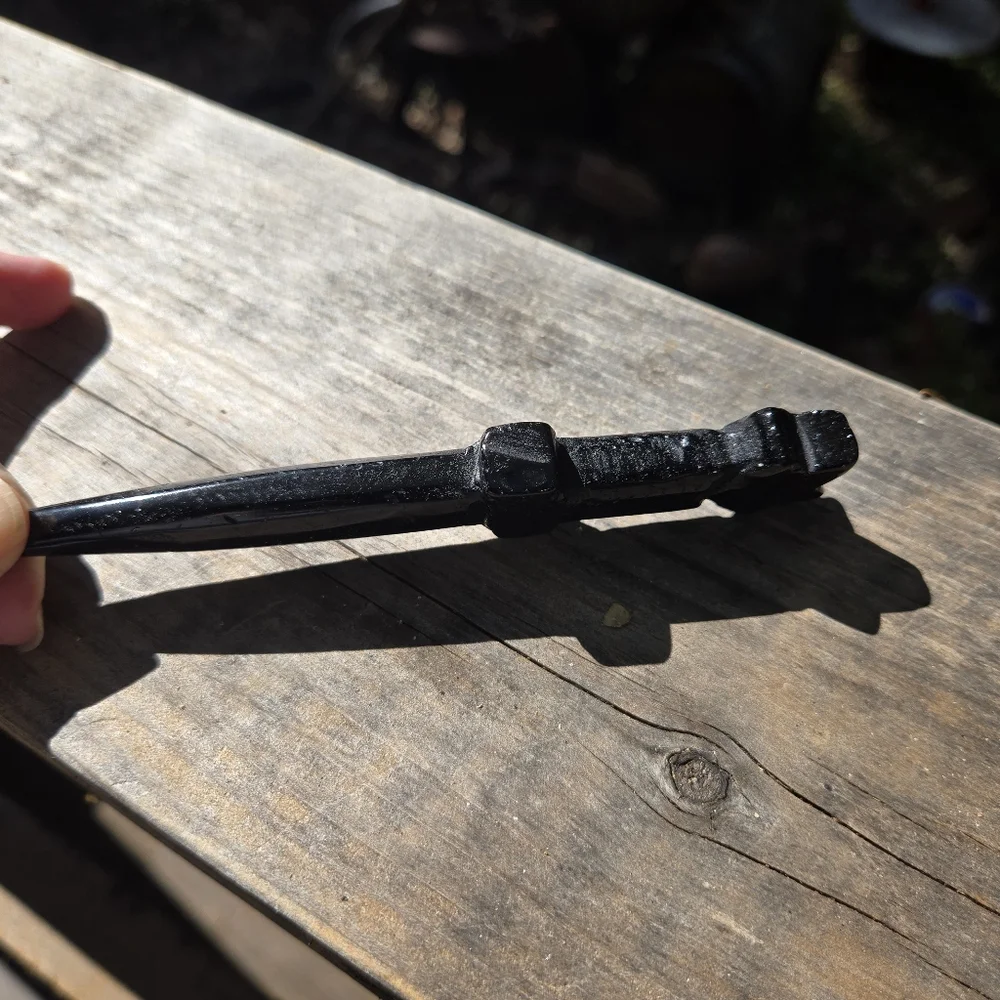 Obsidian hand carved star ceremonial dagger 6" - Picture 5 of 8